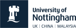 University of Nottingham logo of a white castle on a dark blue background